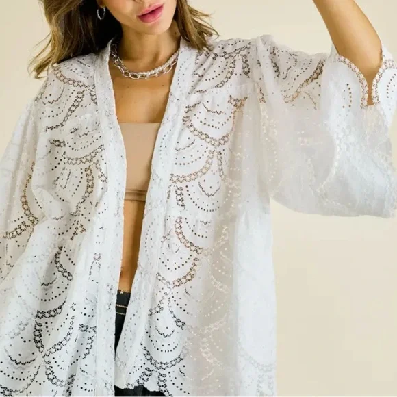 Open Front Crochet Lace Cardigan - Picture 2 of 5